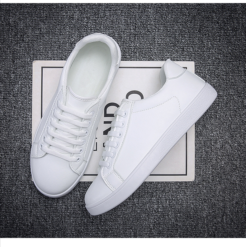 Férfi fehér bőr sneaker légáteresztő alkalmi sportcipő_voghion.com