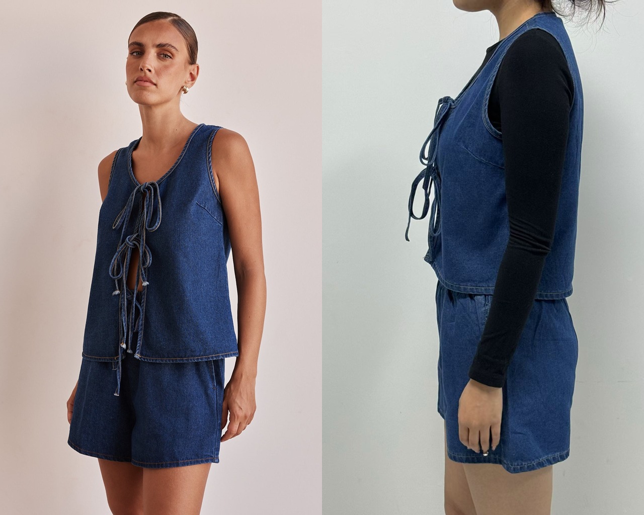 182g Weight Sleeveless Sleeve Length Cotton, Polyester, Denim Fabric Type Shorts Co-ord Set Sets Type 2 Pieces Set, 1 PCS/Package Quantity Holiday, Banquet, Selfie Occasion Round Neck Neckline Pocket Function Regular Fit Fit Type Solid Color Pattern Summer Season Women's Gender Casual, Elegant, Streetwear Style Holiday Banquet Selfie Women's Casual Elegant Streetwear Solid Color Cotton Polyester Denim Shorts Co-ord Set Shorts Sets 无