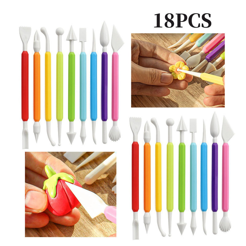 9/18 Piece Set of Clay Tools for Children and Adults, Plastic Tools for Pottery Polymer Modeling and Shaping, Freely Combinable 9/18 Piece Set of Clay Tools for Children and Adults, Plastic Tools for Pottery Polymer Modeling and Shaping, Freely Combinable