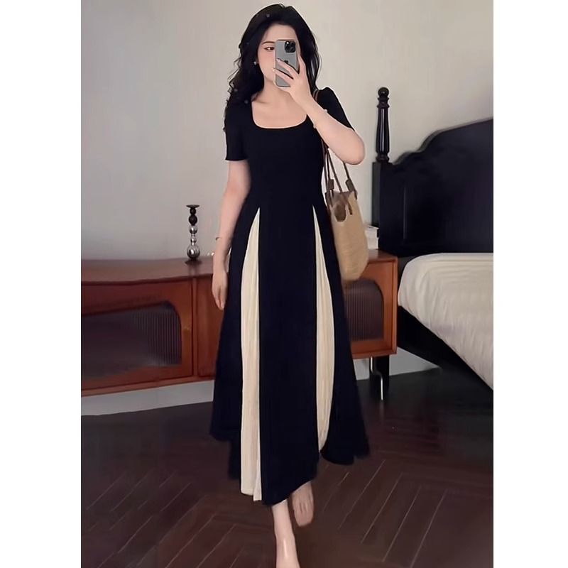 Plus-Size Summer French-Style Chic Dress for Women, Waist-Cinching, Slimming, Elegant, Figure-Flattering Long Dress with Tie-Dye Plus-Size Summer French-Style Chic Dress for Women, Waist-Cinching, Slimming, Elegant, Figure-Flattering Long Dress with Tie-Dye