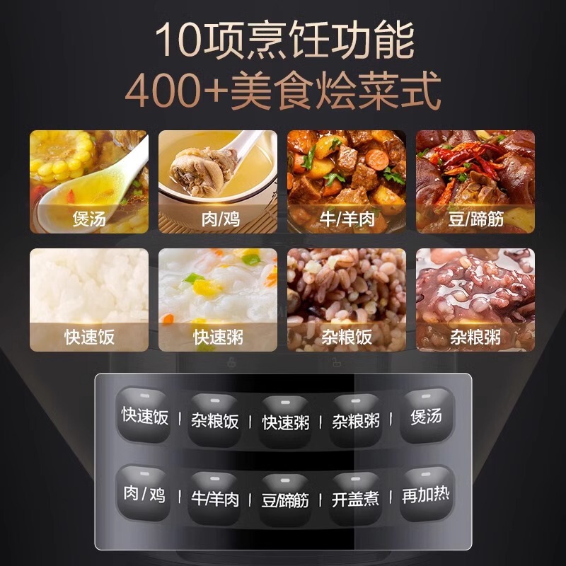 美的电压力锅3-4人5升电高压力锅家用智能双胆多功能全自动大容量|undefined