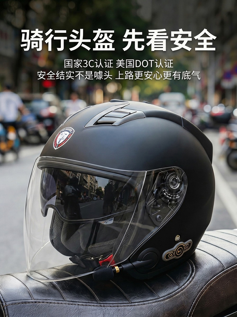 Kuqibao Electric Motorcycle Smart Bluetooth Helmet Four Seasons Universal Motorcycle Sunscreen Half Helmet Helmet Cross Border