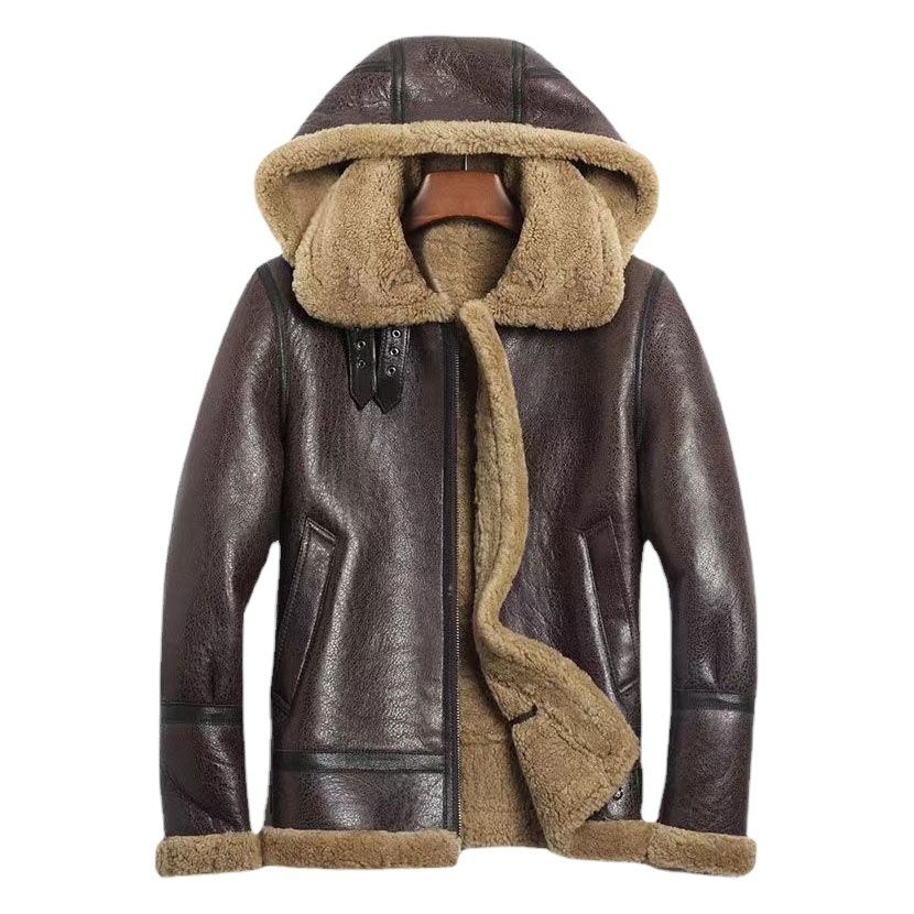 Factory anti-season dumping original ecological fur integrated male B3 flight suit original leather raw fur high quality fur