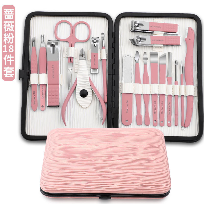 Cortadora de uñas pinzas de garganta 18 herramientas de manicura caseras de manicura conjunto de cuchillos de pedicura piezas de manicura