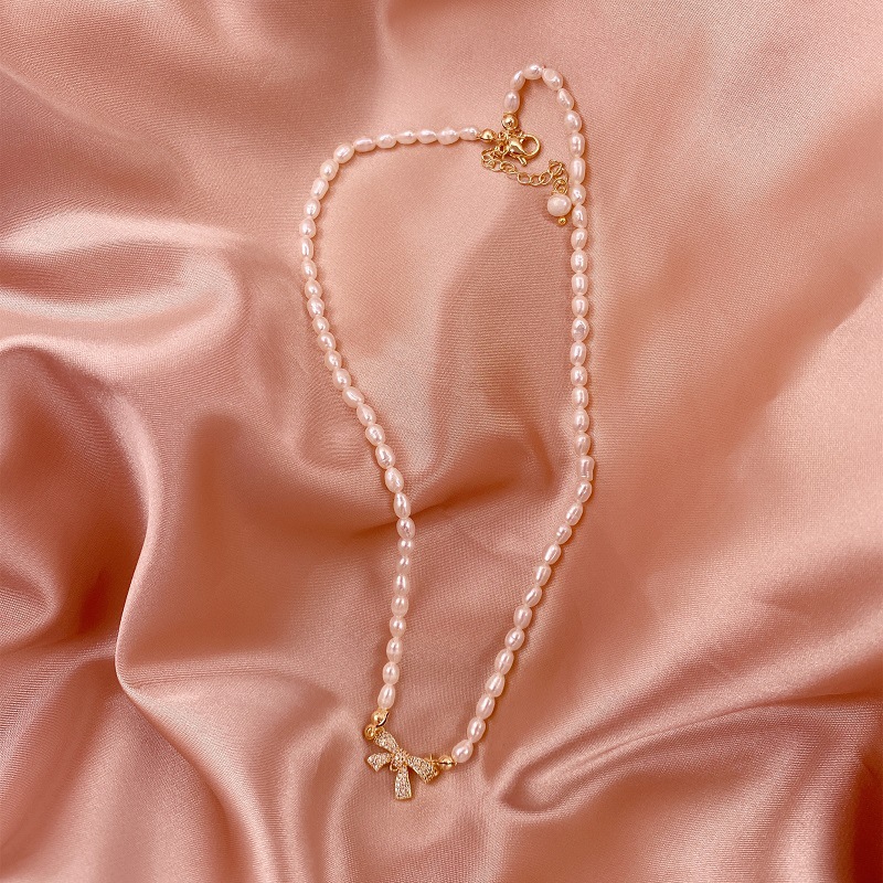 Simple Style Mermaid Butterfly Bow Knot Pearl Pearl Rhinestones Pendant Necklace