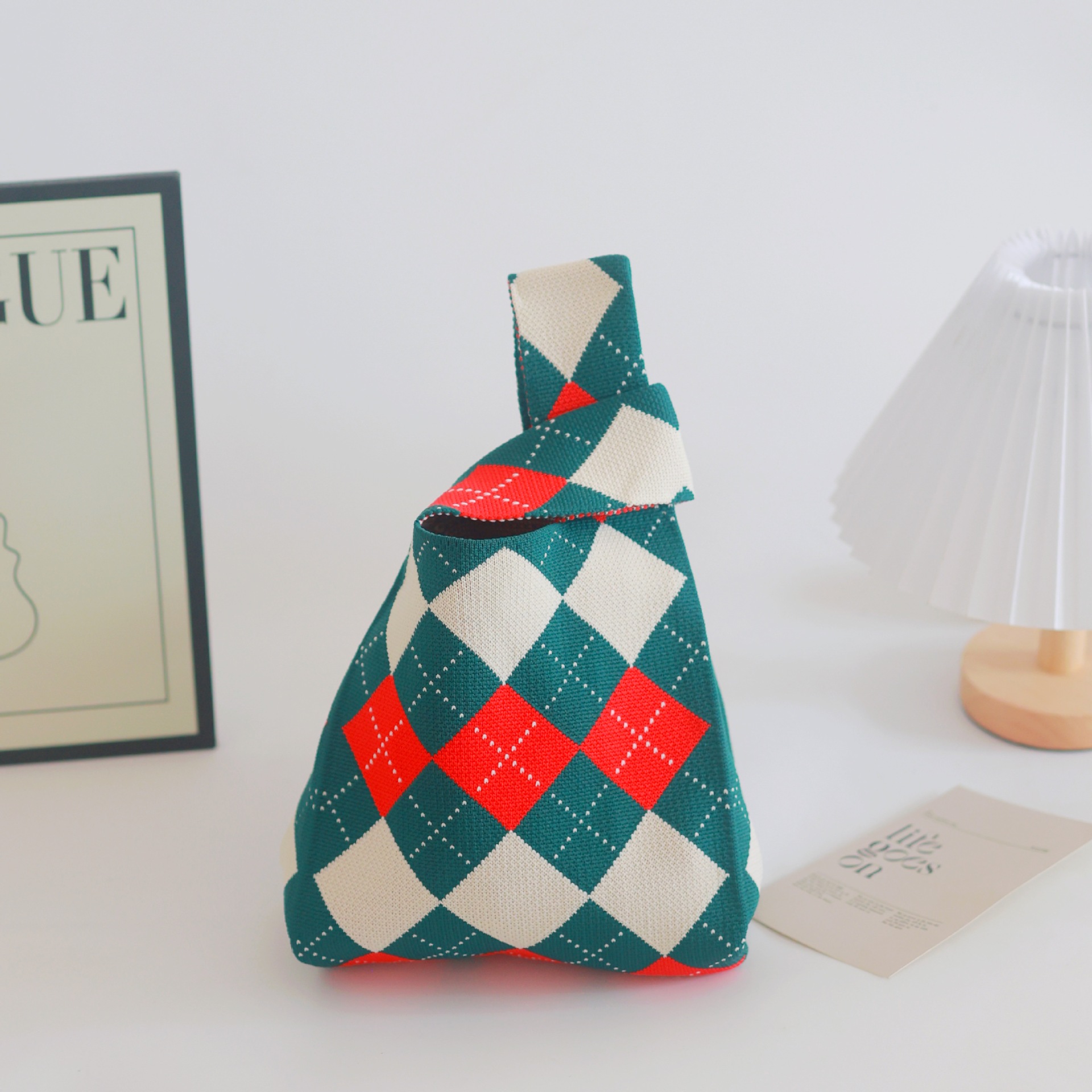 Lindo bolso de la panda de las mujeres de punto de lana bolsa de cubo estilo japonés y coreano todo partido bolso casual bolsa de almuerzo bolsa