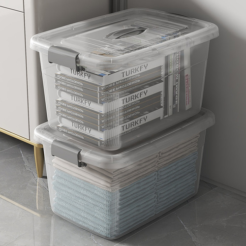 Clothing storage box transparent wholesale clothing storage box with lid plastic organizing box extra large storage box thickened