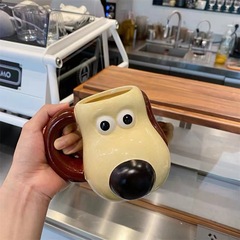 Hand-painted head dog ceramic mug with high appearance and large capacity for children's home breakfast mug with cute cartoon water cup
