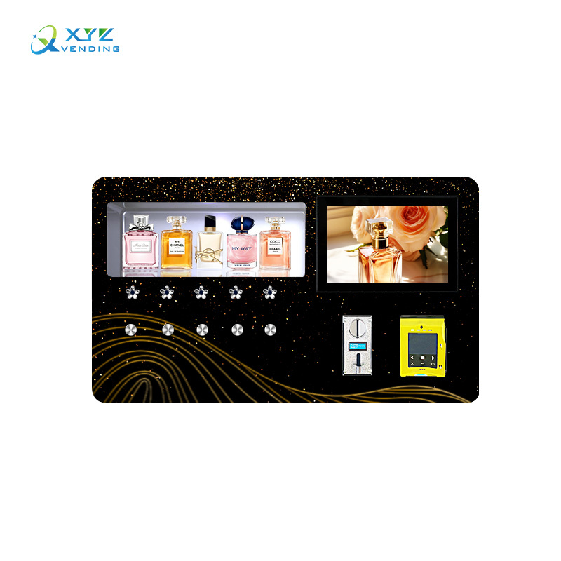 Gabinete de venta de autoservicio de spray automático extranjero, máquina expendedora de perfumes pequeños inteligentes con IA, máquina expendedora no tripulada montada en la pared