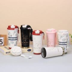 新しいダブルコーヒーカップ家庭用オフィス高颜値カップ二重真空304ステンレス保温カップ卸売り
