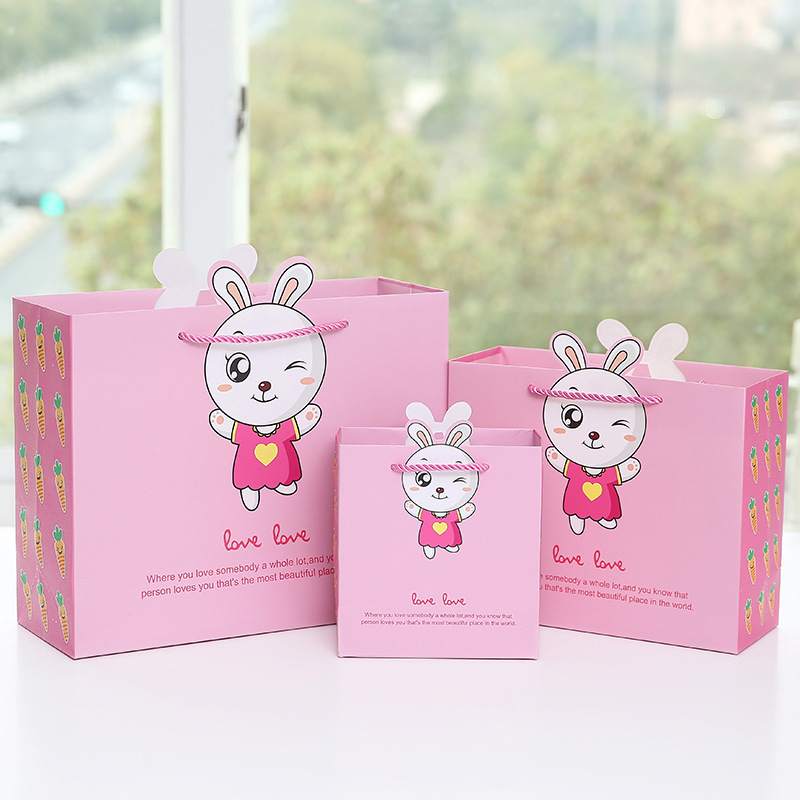 2022年儿童节卡通礼品袋纸袋 可爱兔子狮子包装袋 手提袋纸袋