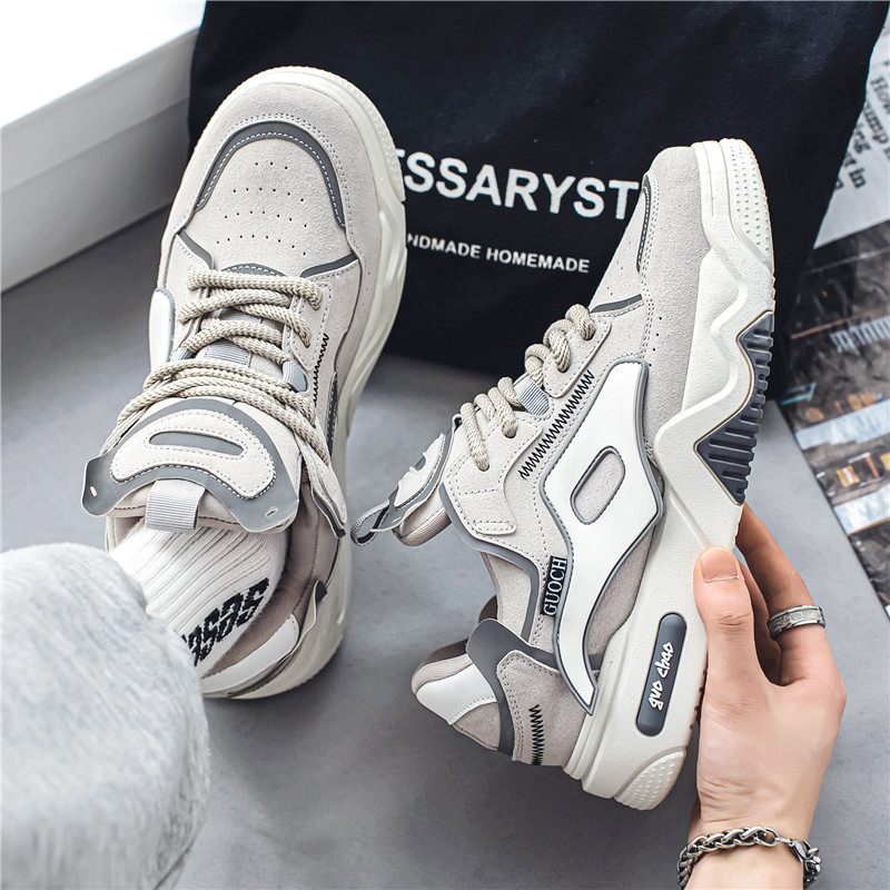 麵包男鞋春季秋運動休閒設計感小眾原創低幫板鞋學生厚底百搭小白