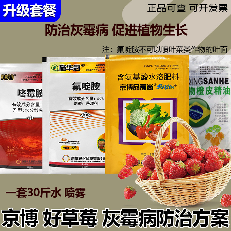 草莓番茄黄瓜土豆灰霉病药根肿病疫病红蜘蛛蔬菜药材嘧霉胺氟啶胺
