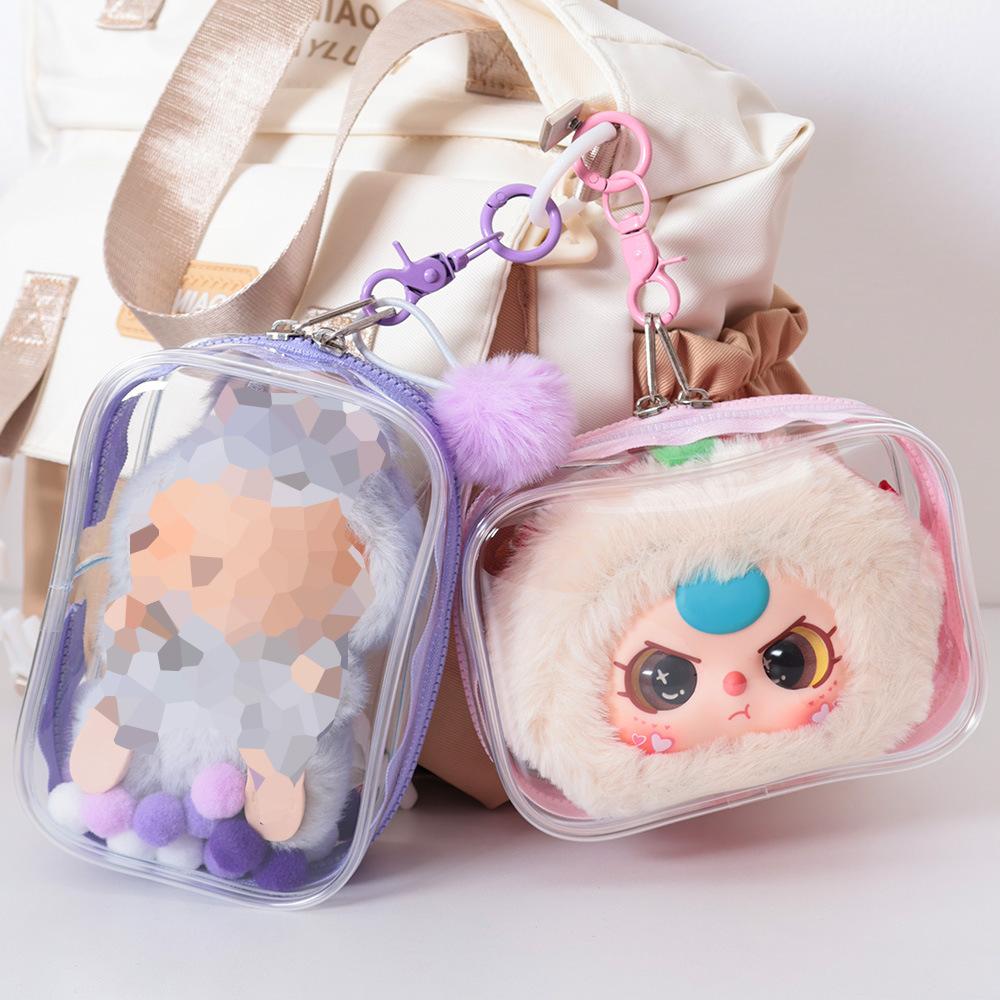 Labubuv2 Sitting Series Baby Walking Small Square Box High Definition Thickened Cotton Doll Protective Cover Doll Storage Bag