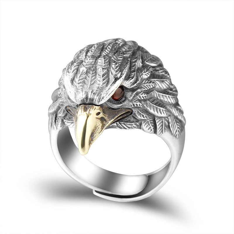 Details of Zhibei_6 Retro Eagle Ring Men's Trend Personality Refeer Finger Precepts Forest Silver Ringzi Fashion Bully