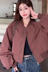 复古短款夹克外套女2025早春新款宽松显瘦休闲百搭小个子棒球服
