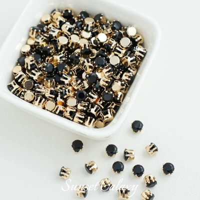 Zərgərlik ara hissələri | Hand-Sewn Drill Copper Plated 18K Gold - 5mmblack-30-pieces