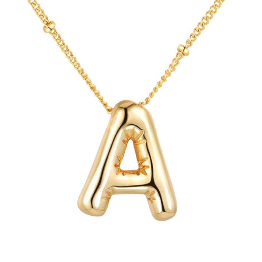Europea y americana transfronteriza simple cobre chapado en oro globo brillante 26 letras inglesas colgante collar de moda suéter cadena para las mujeres