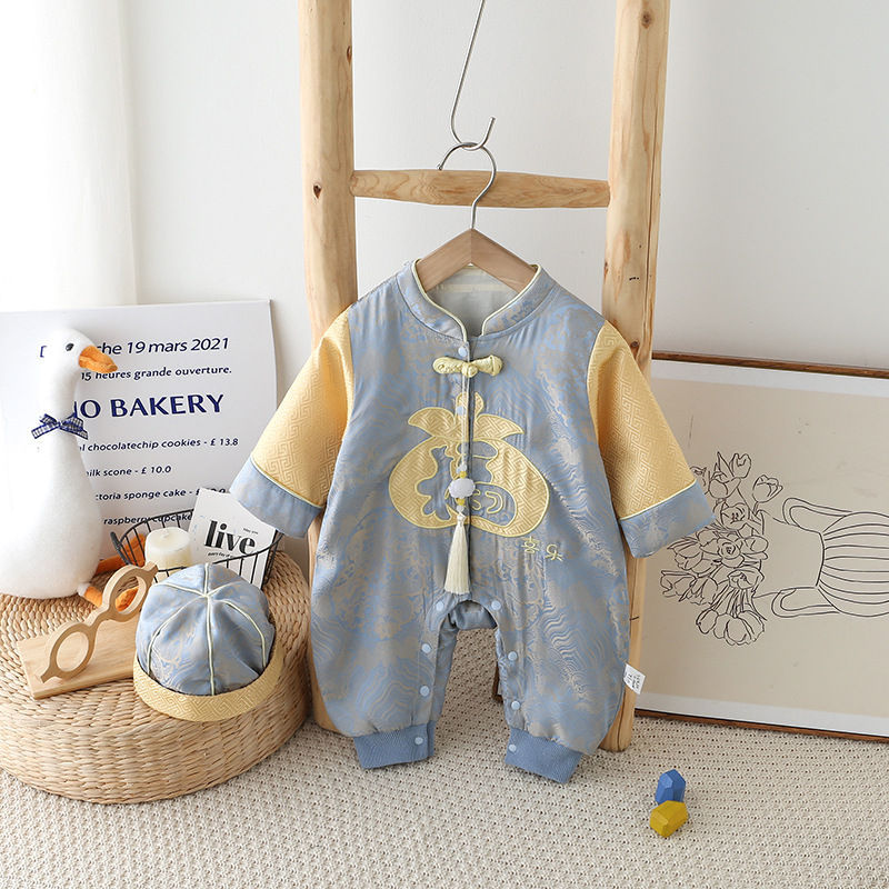 Baby Spring Week outfit, full moon and hundred-day newborn traditional Chinese style onesie, first birthday dress, baby outdoor wear
