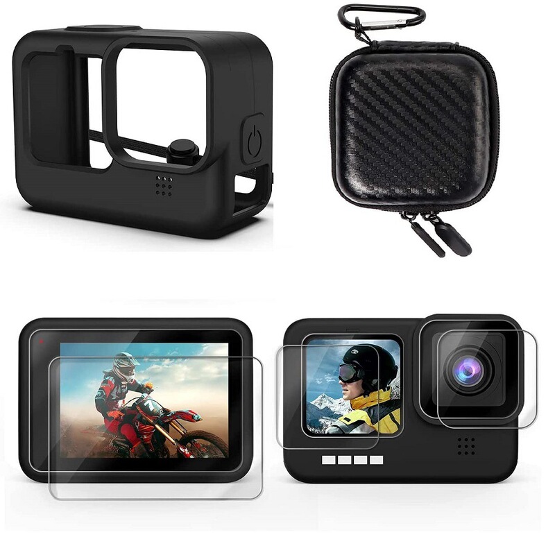 Gopro12 11 10 9 Accessories Set Pocket Storage Bag + Tempered Film + Silicone Case Lens Cover