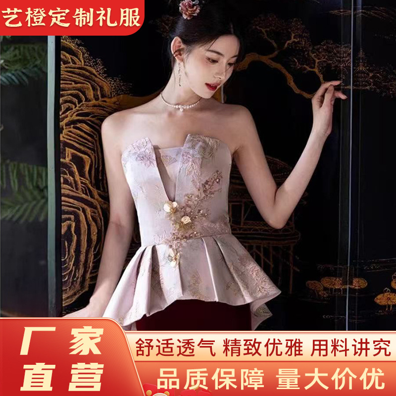 Bride's Toast Dress 2025 New Chinese Style Wedding Engagement Banquet Gown Robe Niche High-End Mermaid Dress for Women