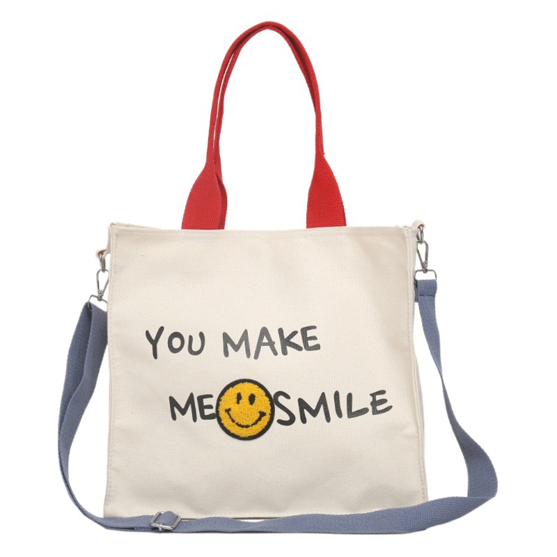 Casual Large Capacity Handbag Summer Small Bag Women's Bag 2024 Fashionable Simple Printed Shoulder Crossbody Canvas Bag