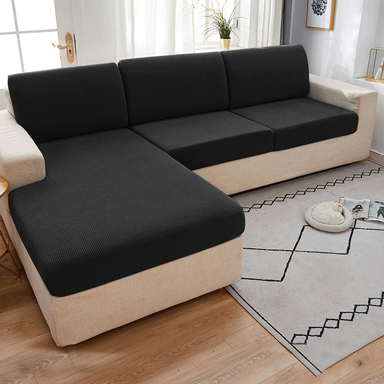 Funda de cojín de sofá de forro polar elástico de color sólido para venta al por mayor transfronteriza, funda universal para sofá con diseño de grano de maíz.