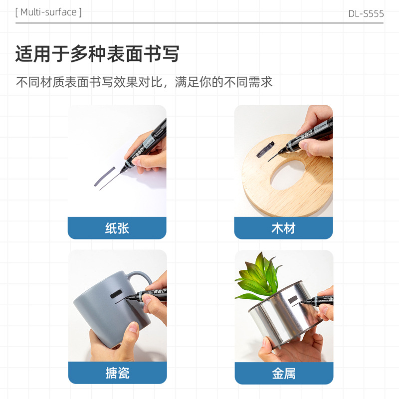 Bolígrafo aceitoso impermeable sin decoloración de doble cabeza de pluma