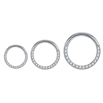 F136钛合金镶锆石无缝开口鼻环耳环鼻中隔G23钛欧美人体穿刺饰品|ms