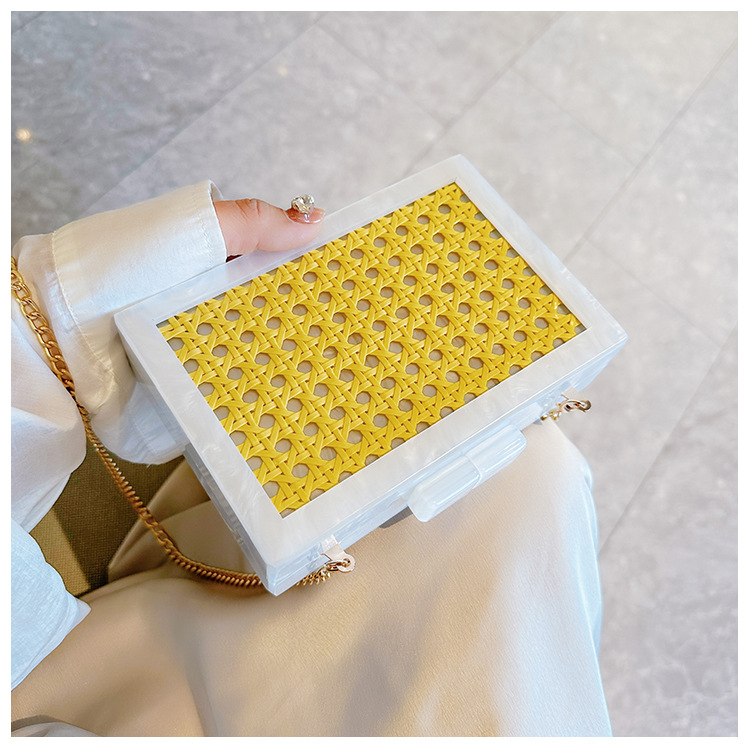 New fashionable green wicker acrylic bag for cross-border foreign trade women, evening bag, single-shoulder crossbody banquet clutch undefined