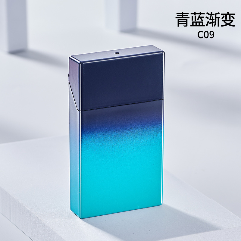 发光透明烟盒USB充电点烟器20支一体透明塑料抗压通用烟盒保护套|undefined