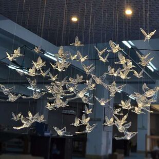 Ceiling Decoration Internet Celebrant Hummingbird Wedding Ceremony Transparent Crystal Bird Home Hotel Ceiling Hanging Bird Pendant