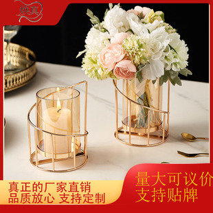 Nordic Romantic Candlestick Ornaments Living Room Dining Table High-value High-end Iron Candle Decoration Candlelight Dinner Props