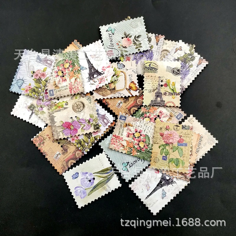 30*38mm botones de bricolaje fondo blanco estilo torre postal fondo blanco botones de madera pintados 50 piezas en un paquete