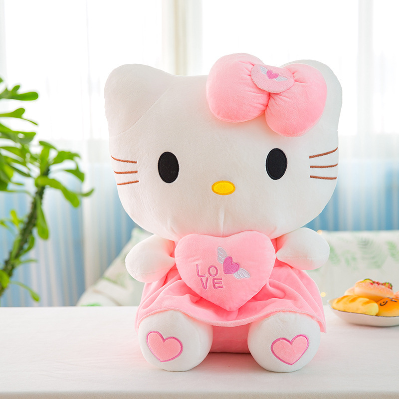 经典KT猫毛绒玩具凯蒂猫公仔抱心天使kt猫娃娃少女心生日礼物批发|undefined
