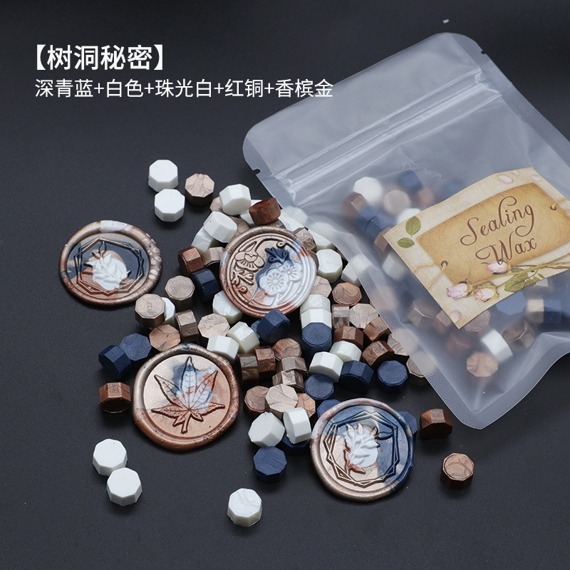 Ocho-lado fuego pintura cera grano mezclado color 35g bolsa de embalaje fuego pintura cera sello al por mayor sobre DIY mano cuenta de sellado Uso de cera
