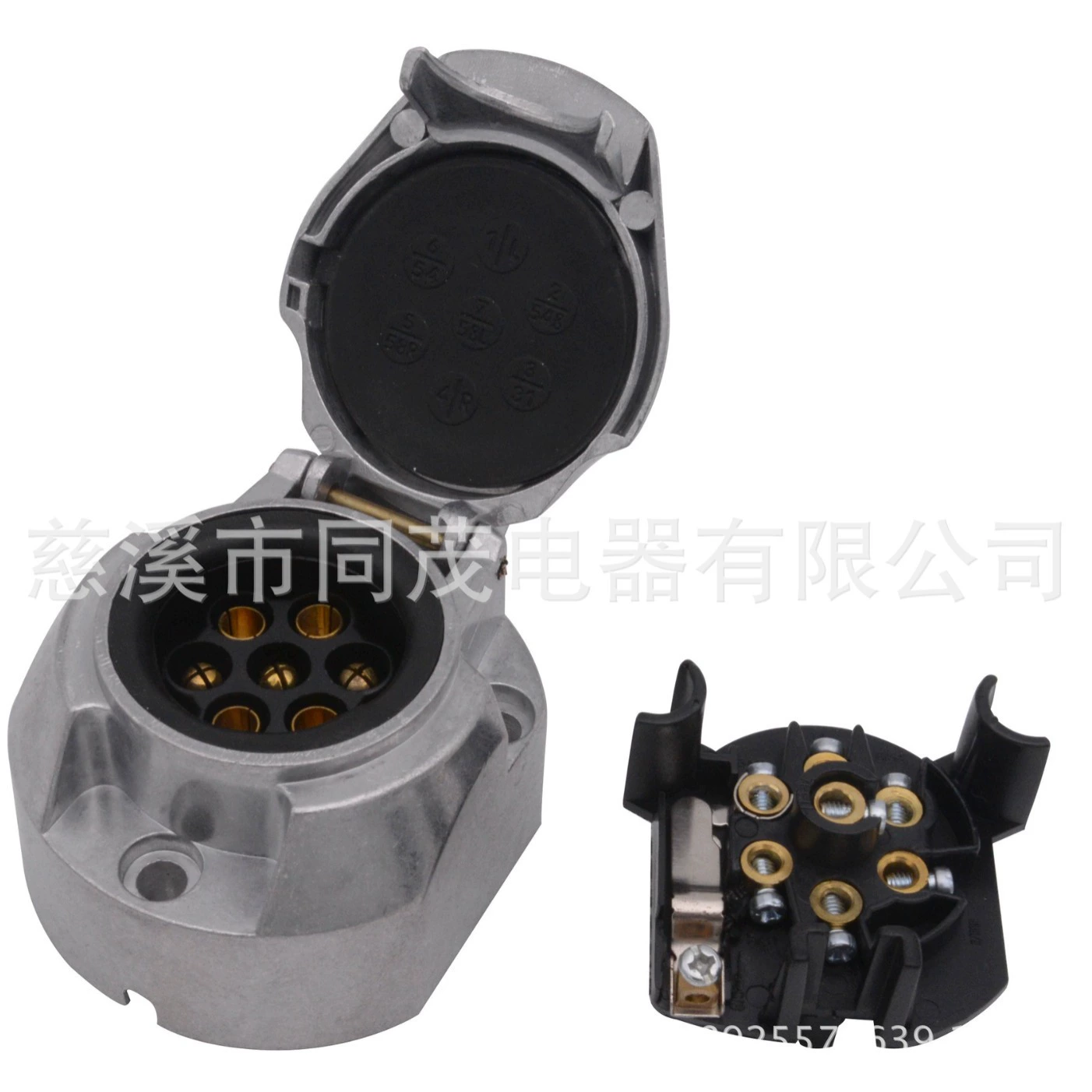 TM3002 7-жильный + 1-жильный разъем, алюминиевый плоский круглый разъем для прицепа, разъем для грузовика