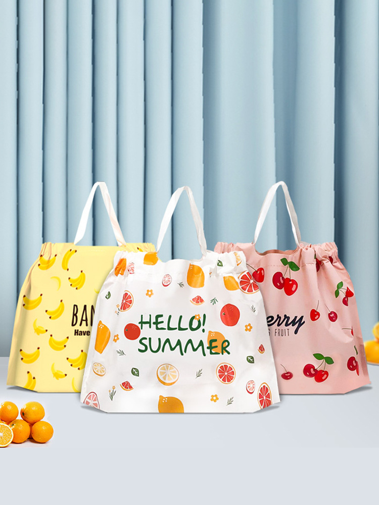 水果袋外卖打包袋礼品包装购物袋子抽绳束口塑料服装店手提袋