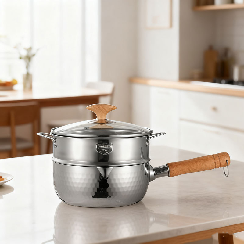 Chuangsheng 316 Yukihira Pot, Non-Coated Milk Pot, Small Pot for One Person, Stainless Steel Milk Pot for Home Use, Baby Instant Noodle Soup Pot