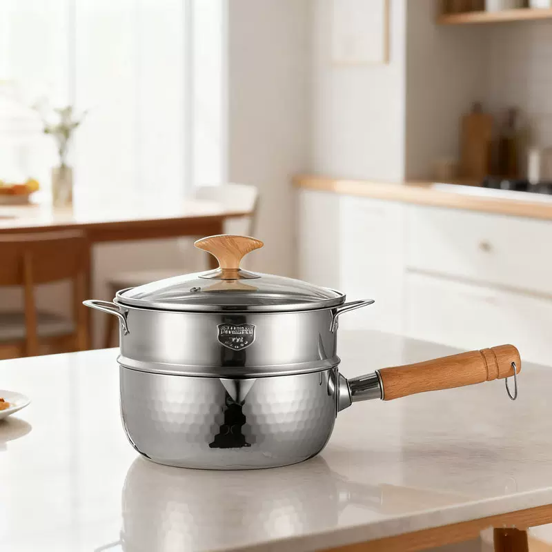 创生316雪平锅无涂层奶锅一人食小锅锈钢牛奶家用宝宝泡面汤锅