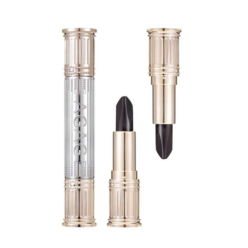 AGAG rosa negra, un vistazo al verdadero amor seis colores lápiz labial con maquillaje, desarrollo de color, no es fácil de tocar tazas, no se quita el maquillaje, brillo labial doble