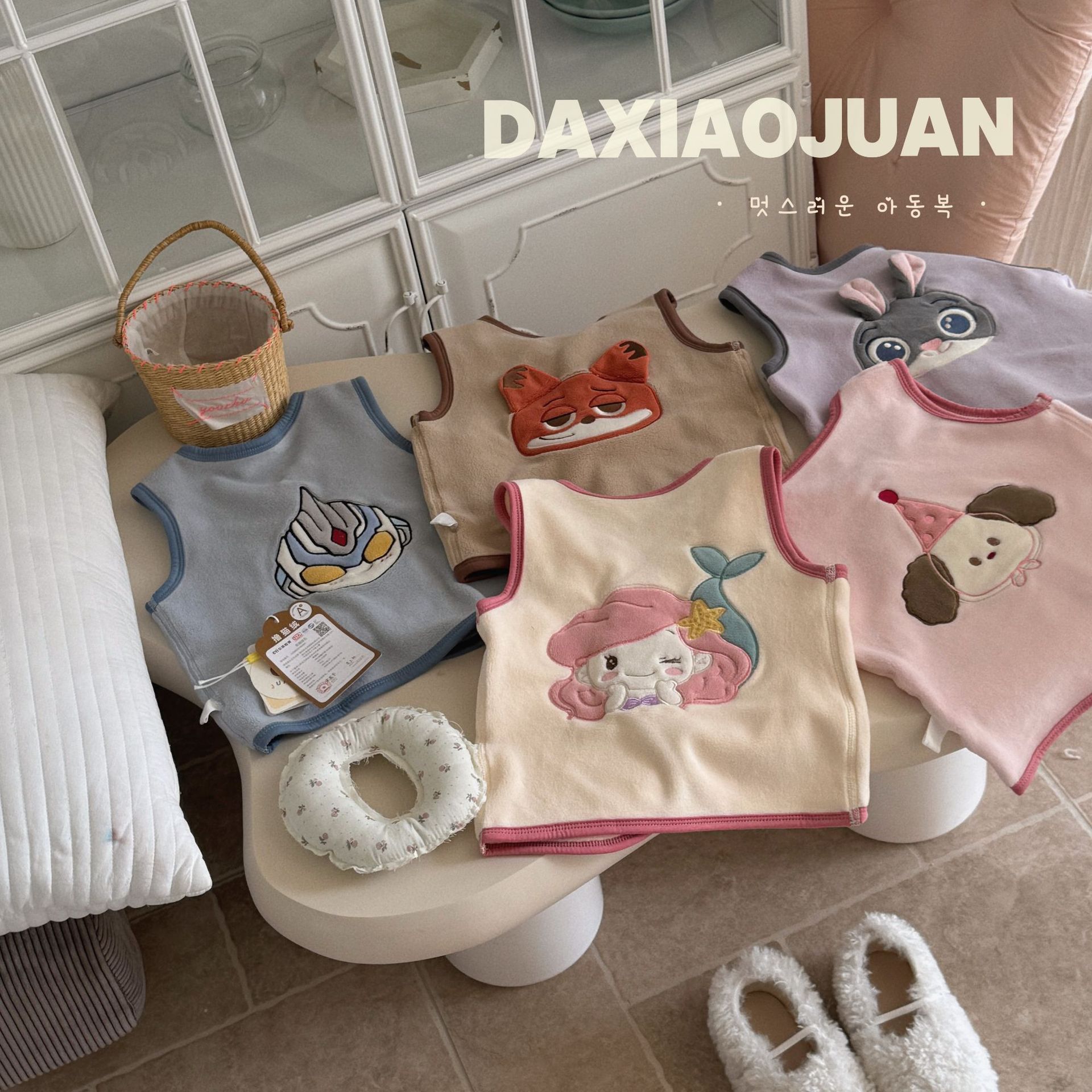 26209 Size Vol Hey honey 2024 Autumn/Winter Children Cartoon Vest for Boys and Girls Warm Cat Fur Vest