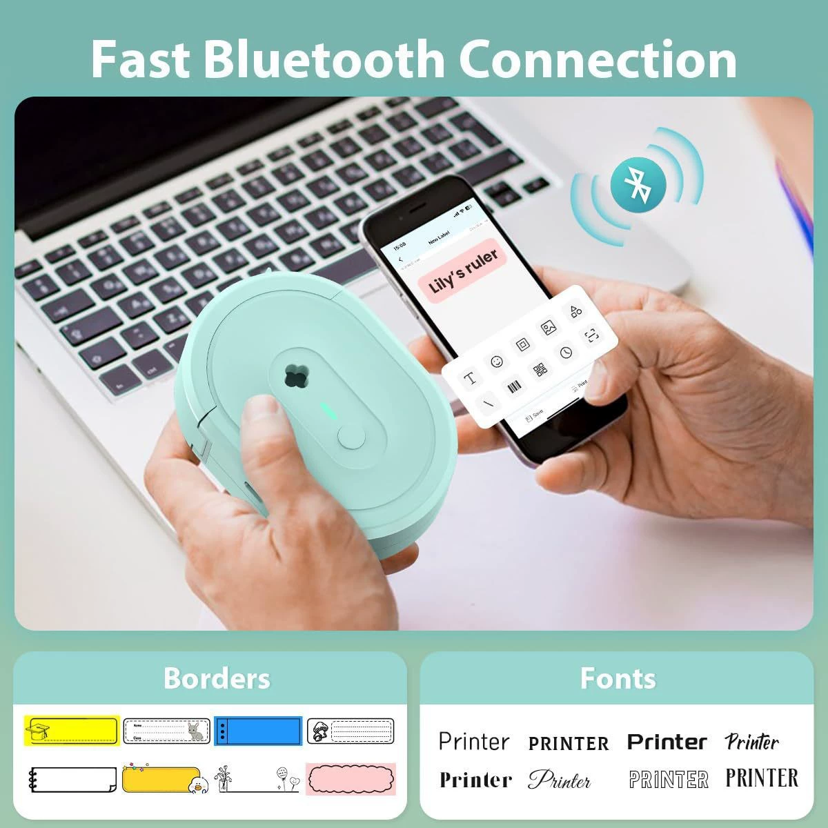 Мини-принтер портативный для этикеток, для дома, небольшой, Bluetooth, без чернил, подходит для дома и офиса