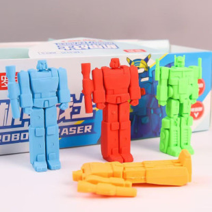 Rover Eraser Deformed Mech Warrior Cartoon Modified Removable Children's Toy Pencil Eraser Wholesale