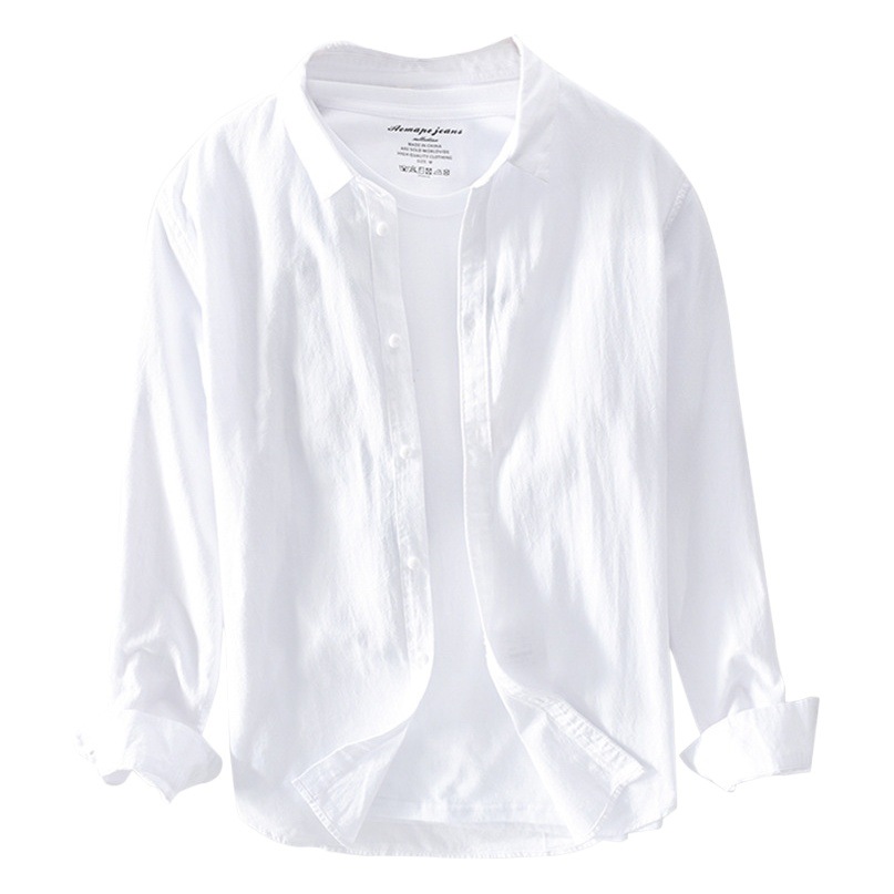 748 camisa de hombre de color sólido simple Camisa de algodón retro ligero entrega de una pieza