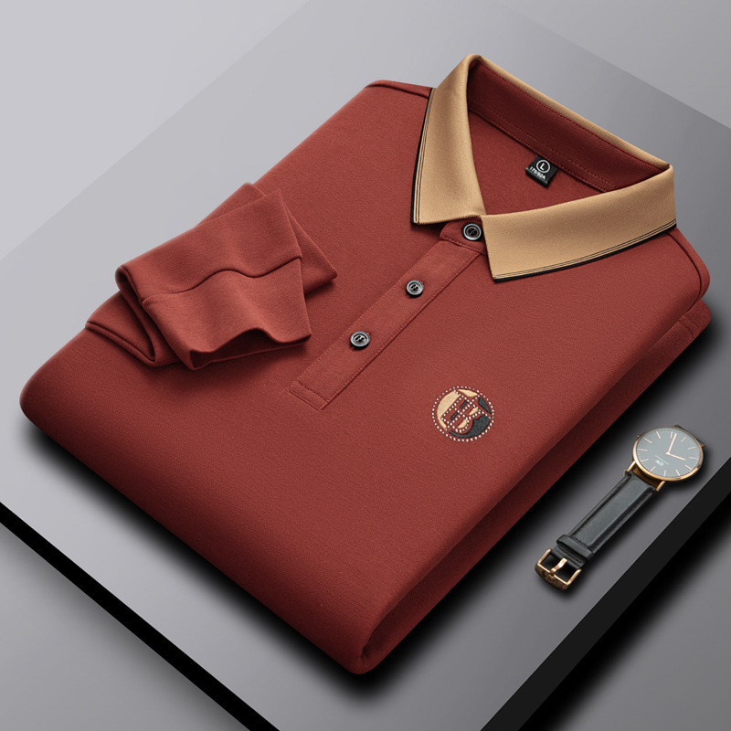 Special Clearance Spring & Fall New Long-Sleeved T-Shirt Lapel Dad Export Father Business Casual Work Clothing Men's Polo Shirt