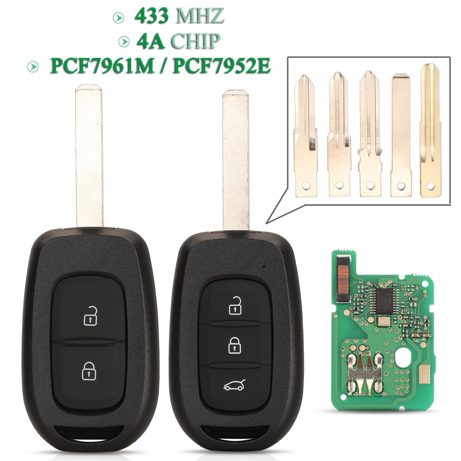 Suitable for Renault 2-Key/3-Key Straight Remote Control Car Key 4A-Pcf7961M Chip 434Mhz