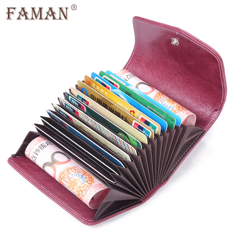 Bolsa de tarjeta antideslizante antirrobo para mujeres cuero multi-tarjeta de gran capacidad bolsa de tarjetas bancarias compacta antidesmagnetizante NFC funda de tarjetas