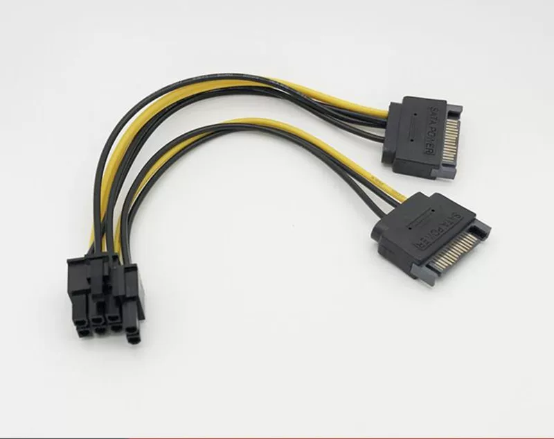 Двойной кабель питания SATA 15-пин на 8-пин PCIe, 20 см, для преобразования питания GPU