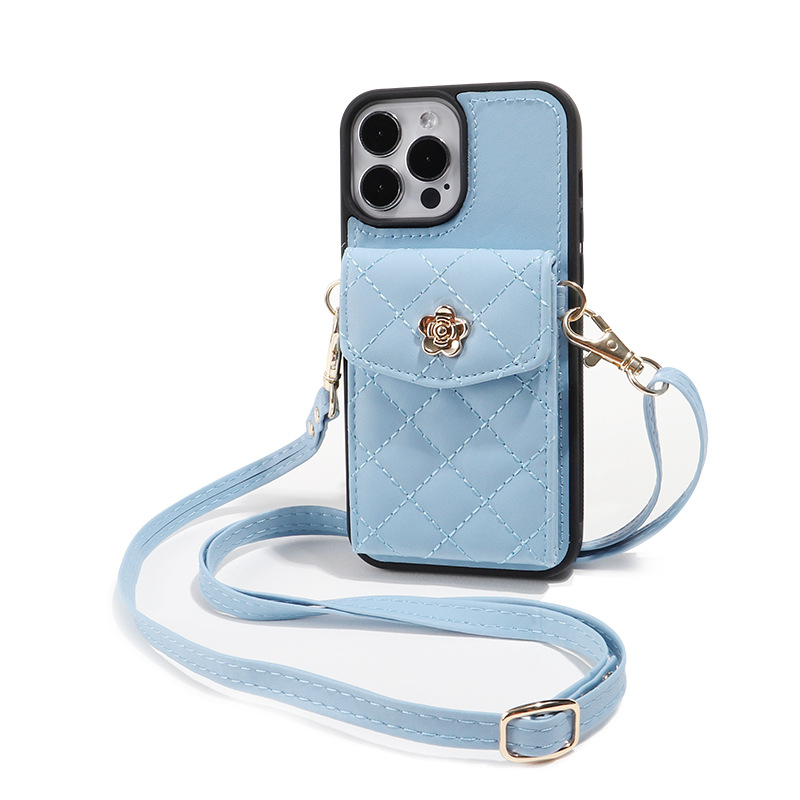 Caja de hombro para iPhone13 / 14 cubierta de protección PU correa de hombro ajustable multifuncional pequeña bolsa de tarjetas de viento fragante